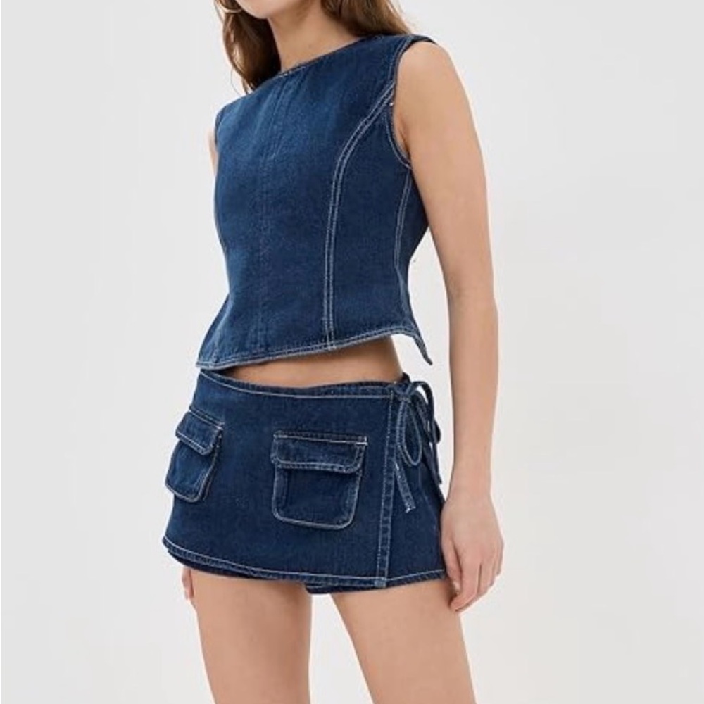 Lioness Denim Top & Skort Set